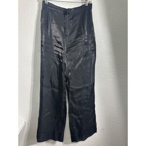 Le Lis Collection Womens Black Sheer Wide Leg Shimmer Pants Size M High Rise